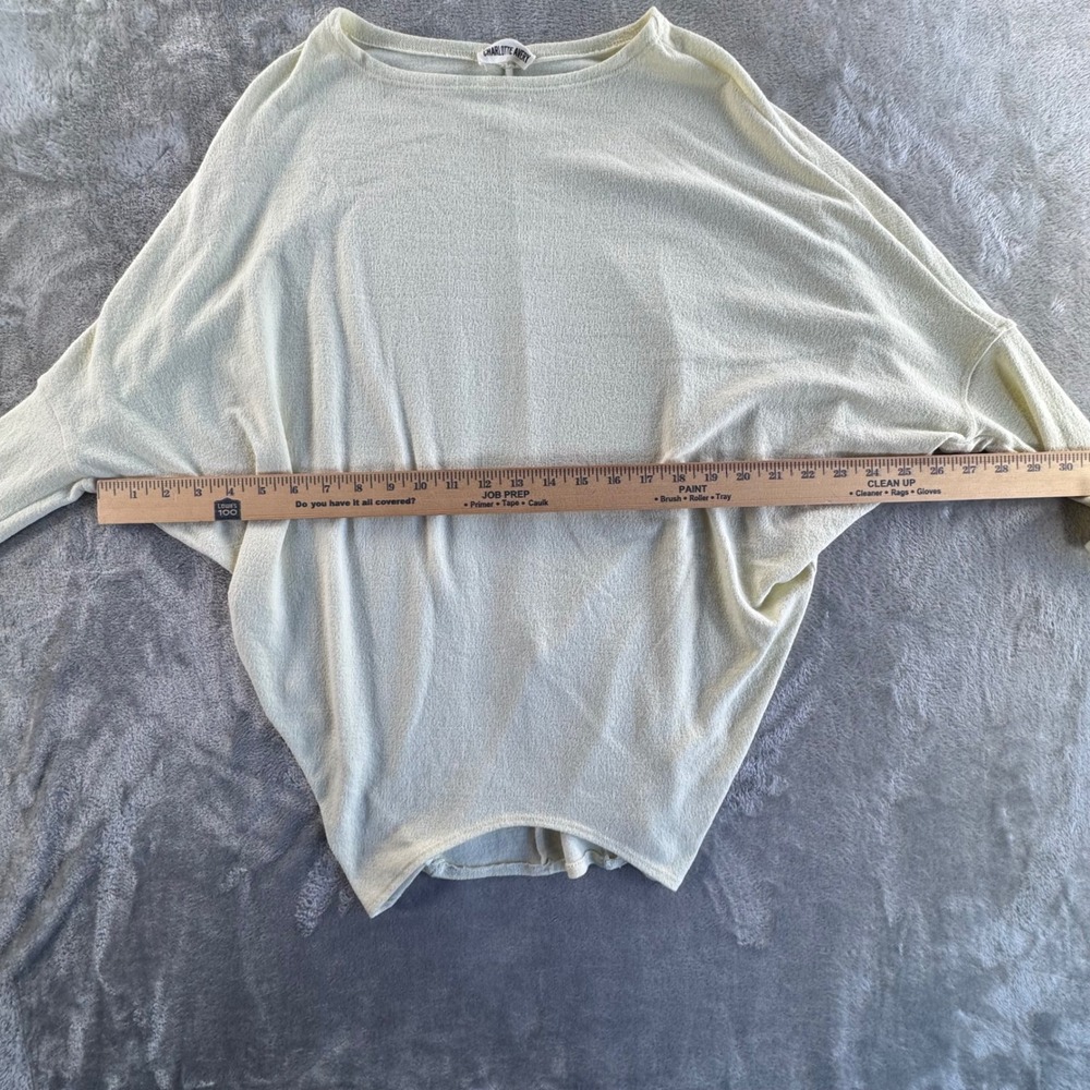Charlotte Avery Knit Poncho Sweater Womens OS Beige Minimalist Boho Soft - Picture 6 of 10